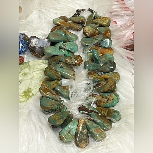 Vintage Green Turquoise Sterling Necklace - Picture 3 of 14